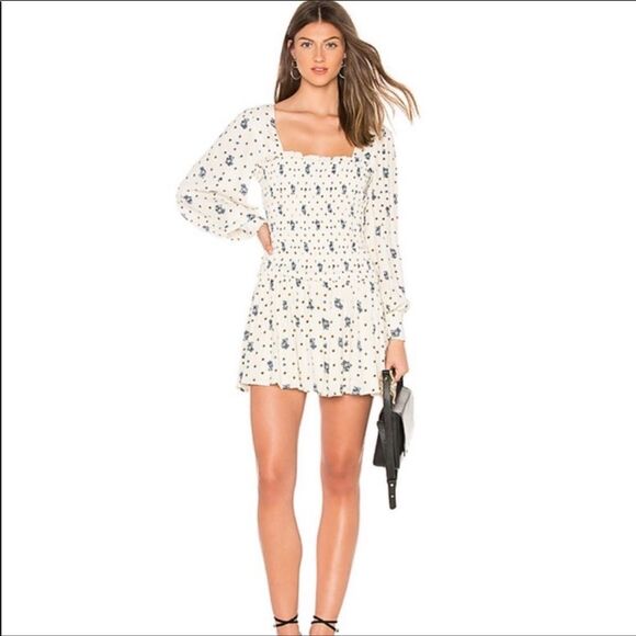 Free People Two Faces Printed Mini Peasant Dress Flower - Picture 1 of 11